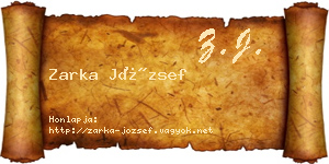 Zarka József névjegykártya